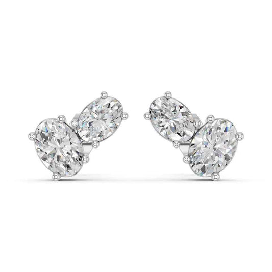 OVAL TWO STONE EARRING
