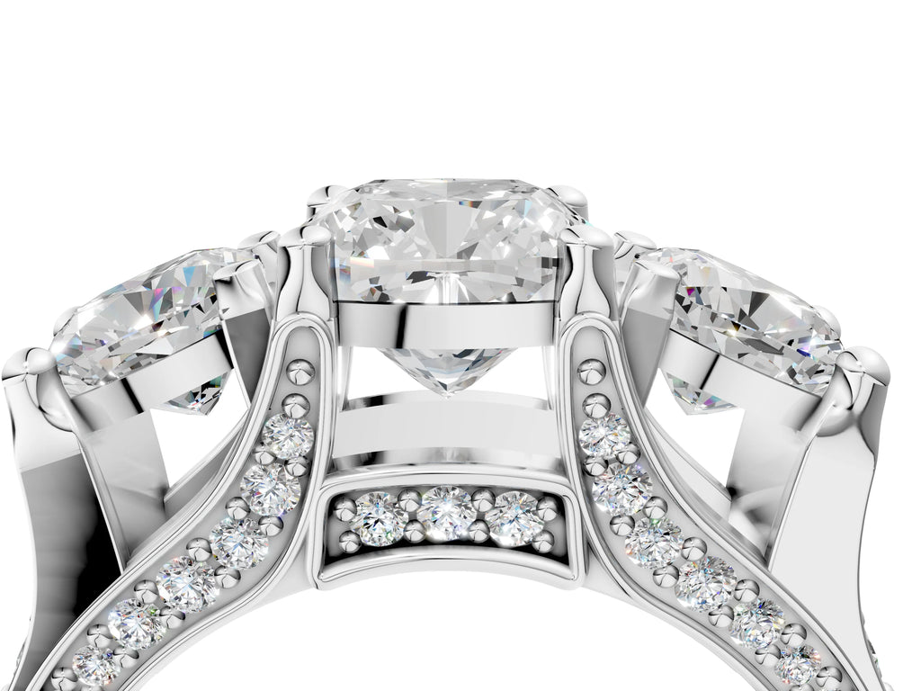 CUSHION 3 STONE RING