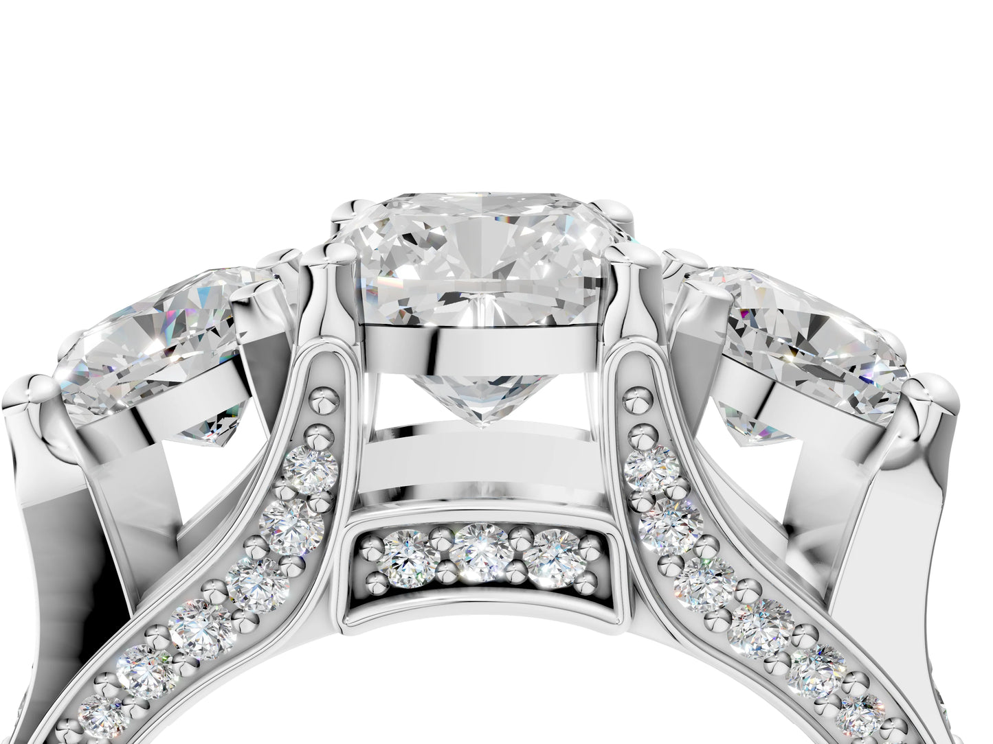 CUSHION 3 STONE RING - M&D Signature Jewels