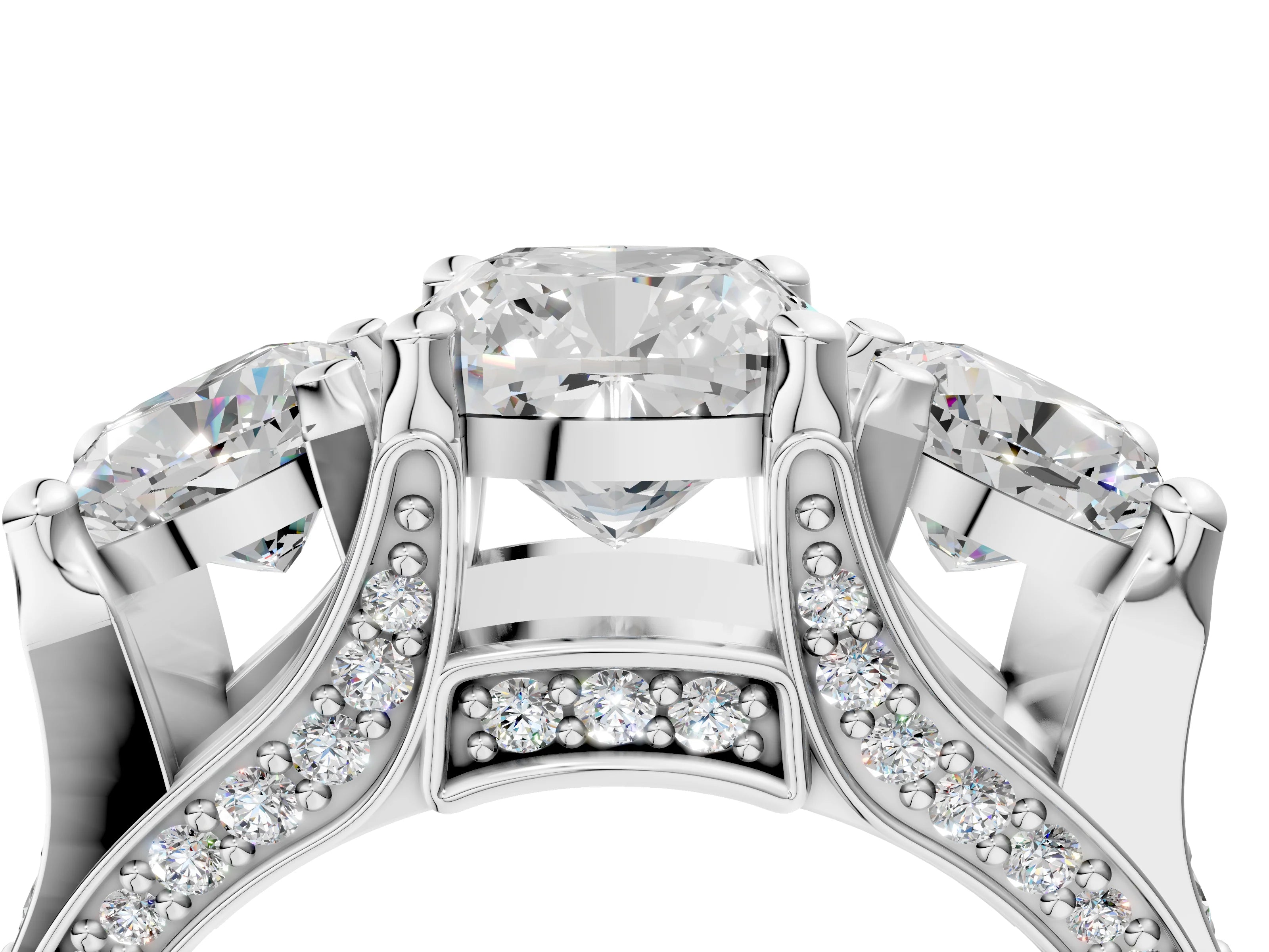 CUSHION 3 STONE RING