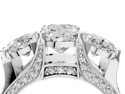 CUSHION 3 STONE RING - M&D Signature Jewels