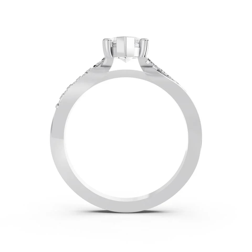 MARQUISE RING WITH TWISTED PAVE BAND