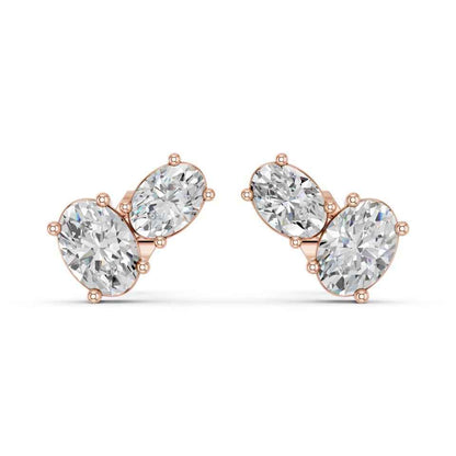 OVAL TWO STONE EARRING