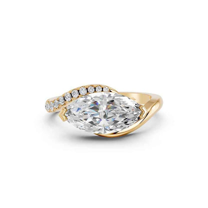 MARQUISE E-W RING WITH PAVE STONES