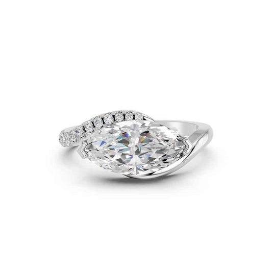 MARQUISE E-W RING WITH PAVE STONES