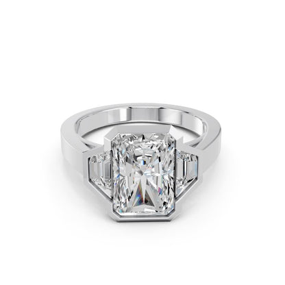RADIANT BEZEL WITH TRAPEZOID SIDE STONES