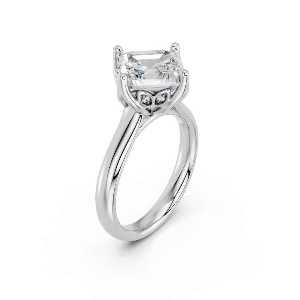 ASSCHER KITE SETTING WITH TULIP PRONG AND HIDDEN HALO RING