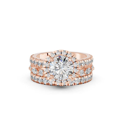 ROUND HALO PAVE BRIDAL SET