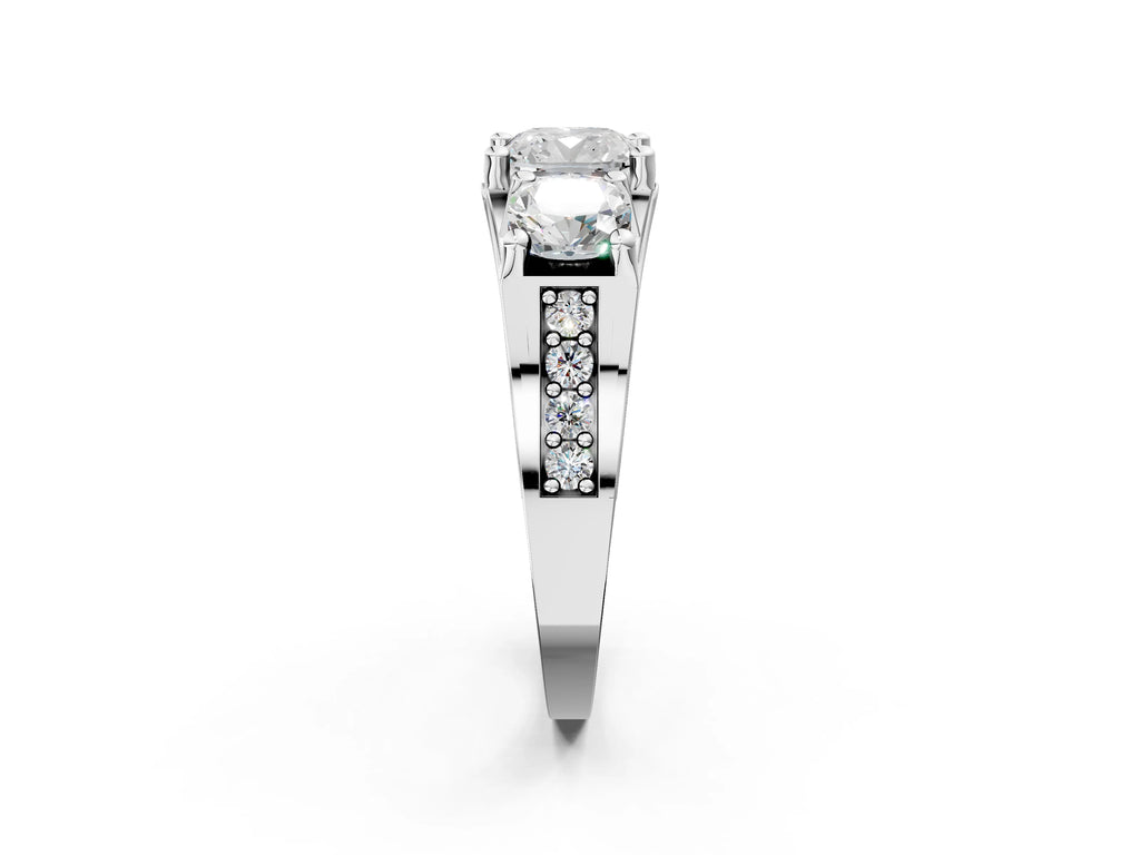 CUSHION 3 STONE RING