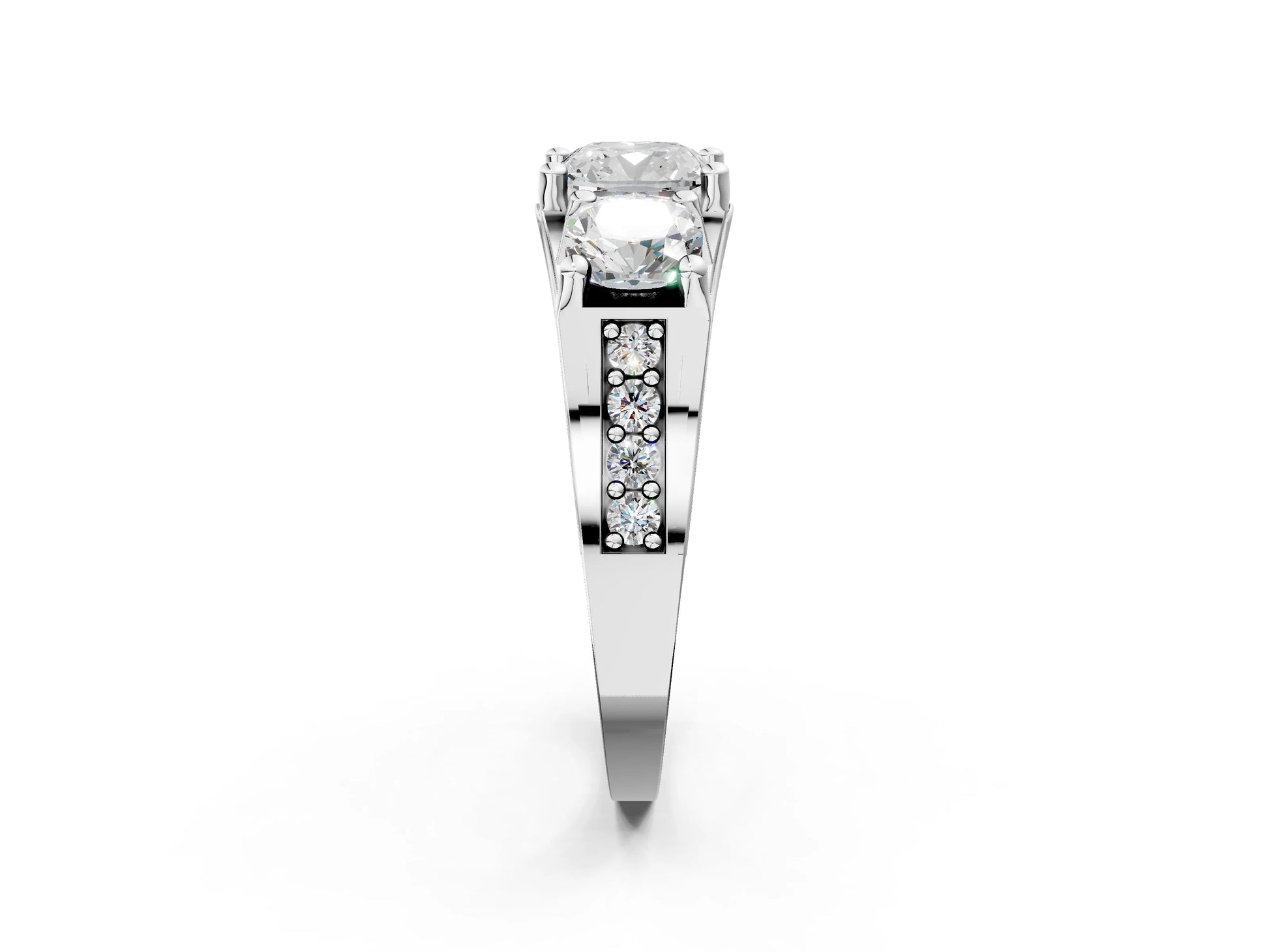 CUSHION 3 STONE RING - M&D Signature Jewels