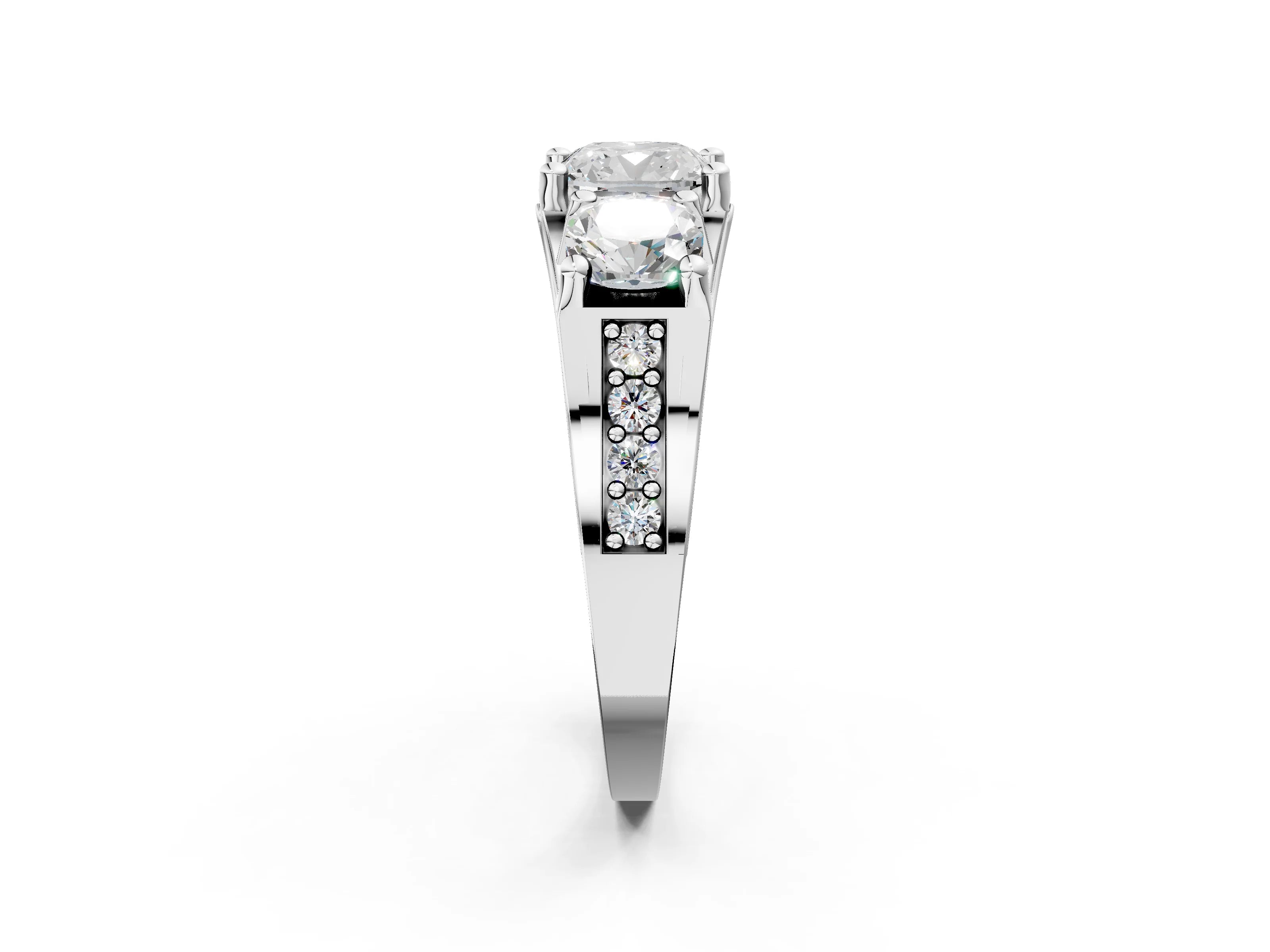 CUSHION 3 STONE RING