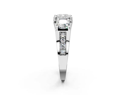 CUSHION 3 STONE RING - M&D Signature Jewels