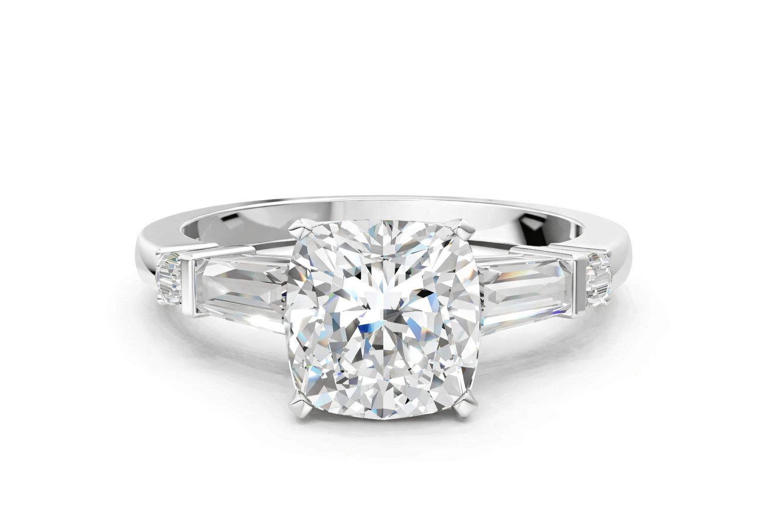 CUSHION BAGUETTE ROUND CHANNEL RING