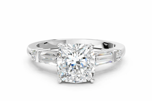 CUSHION BAGUETTE ROUND CHANNEL RING
