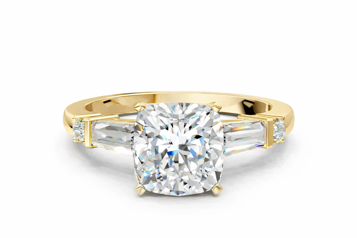 CUSHION BAGUETTE ROUND CHANNEL RING - M&D Signature Jewels