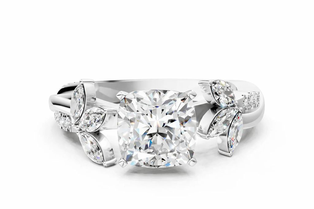 CUSHION FLORAL NATURE INSPIRED CHANNEL RING