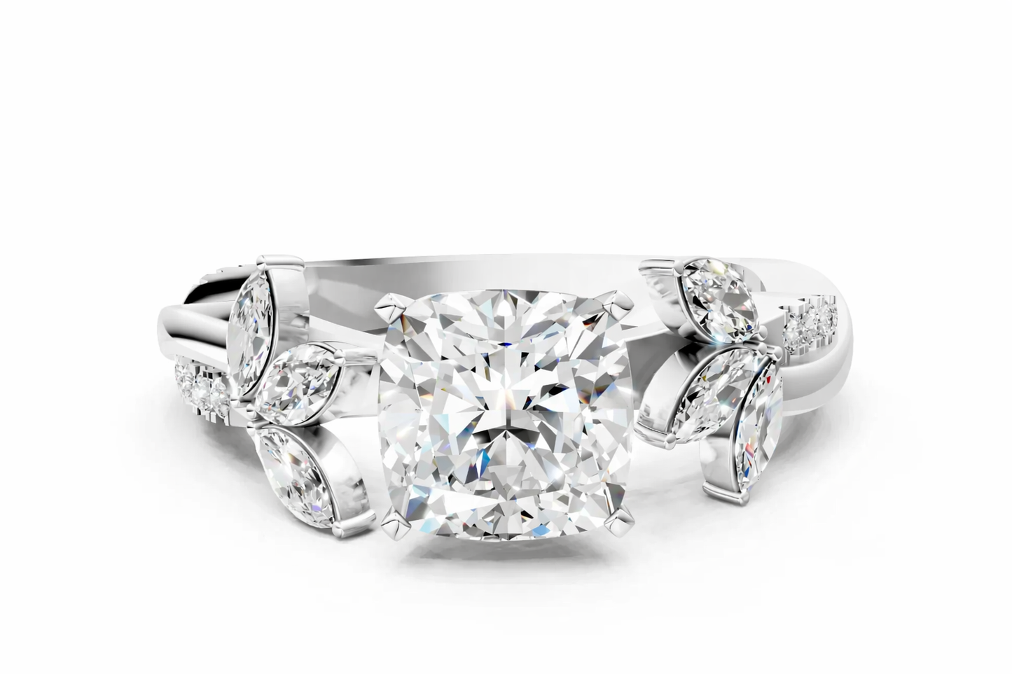 CUSHION FLORAL NATURE INSPIRED CHANNEL RING - M&D Signature Jewels