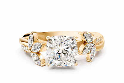 CUSHION FLORAL NATURE INSPIRED CHANNEL RING - M&D Signature Jewels