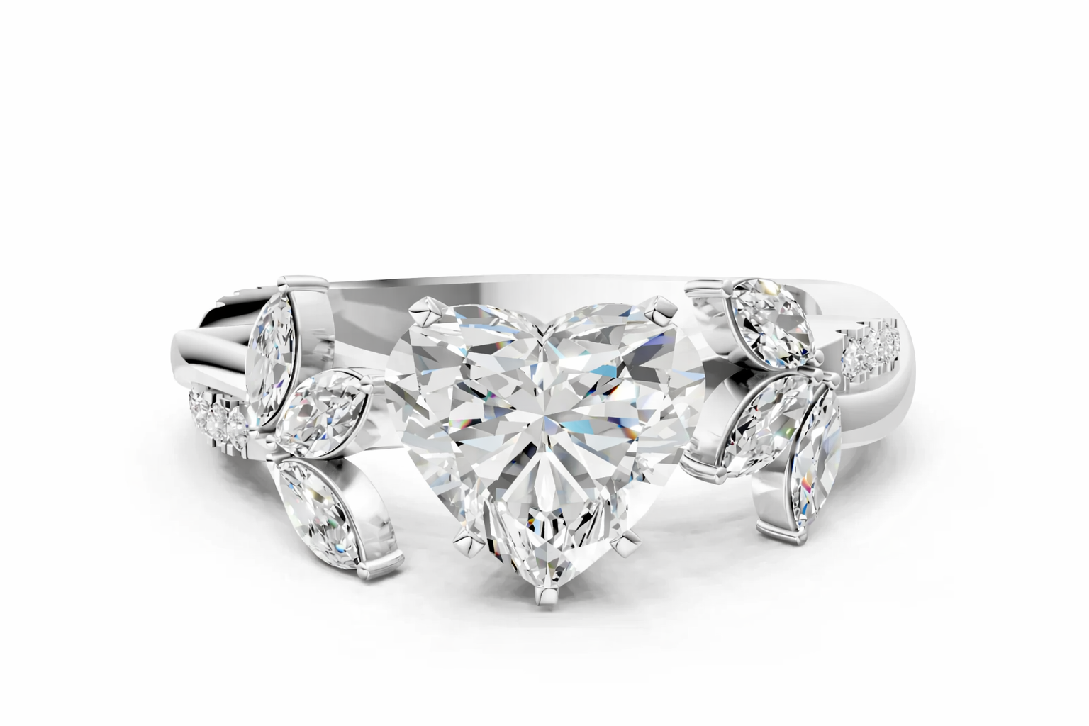 HEART FLORAL NATURE INSPIRED CHANNEL RING