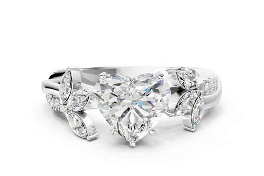 HEART FLORAL NATURE INSPIRED CHANNEL RING