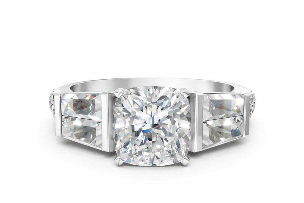 CUSHION BAGUETTE CHANNEL RING