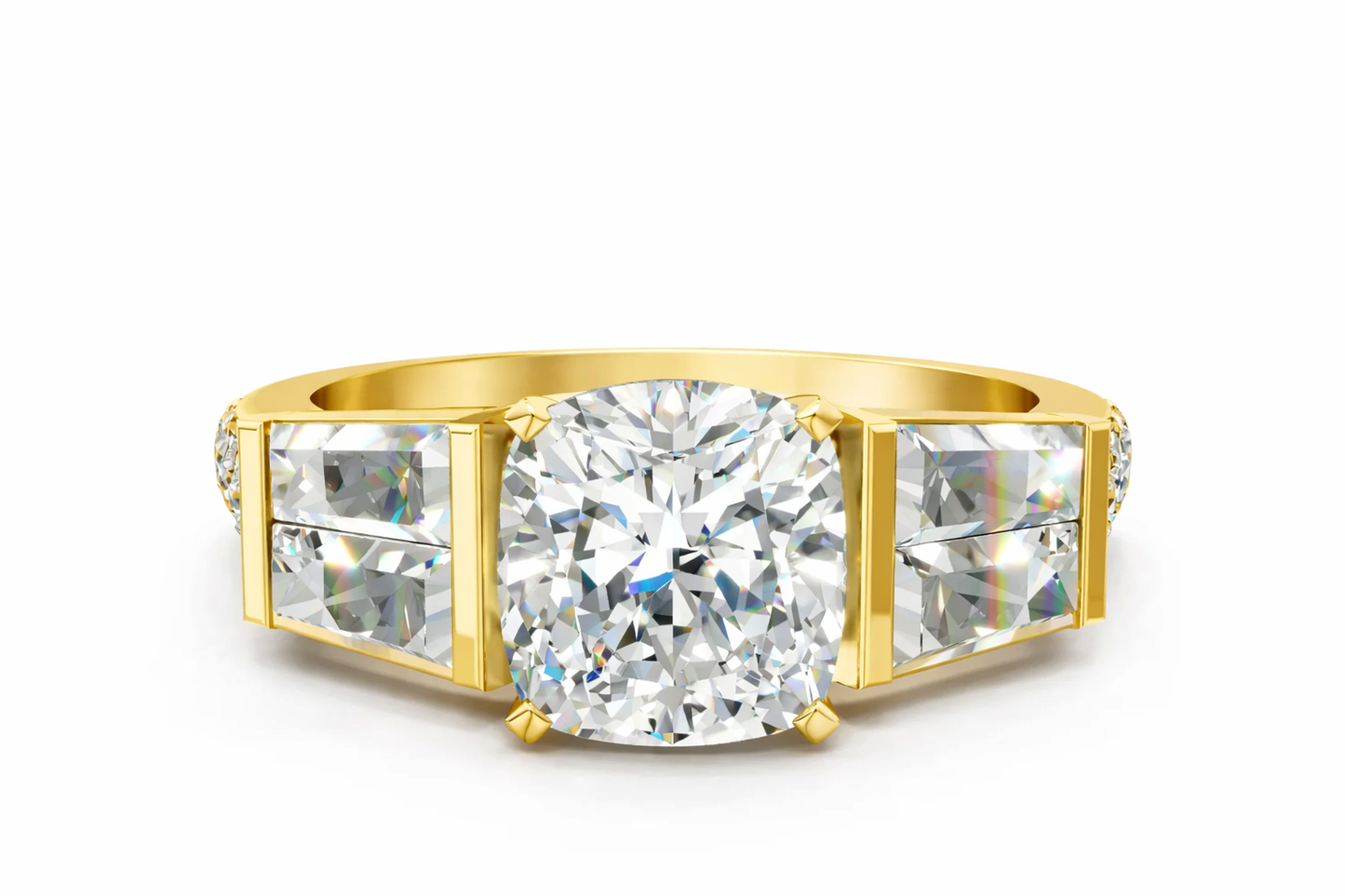 CUSHION BAGUETTE CHANNEL RING - M&D Signature Jewels