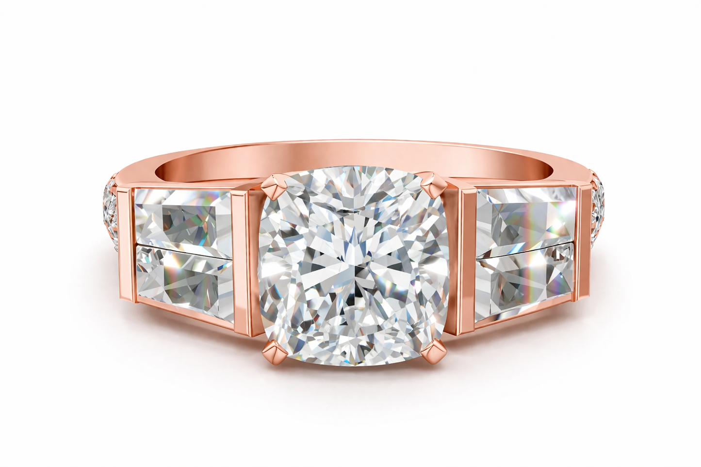 CUSHION BAGUETTE CHANNEL RING - M&D Signature Jewels
