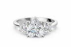HEART TRAPAZOID 3 STONE RING
