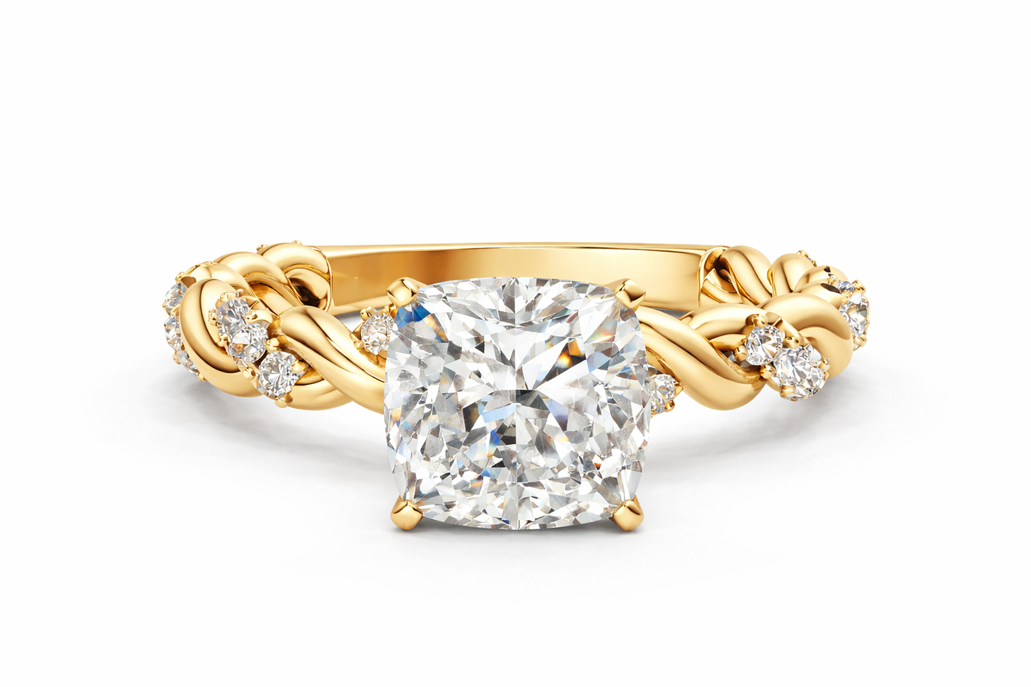 CUSHION TWISTED PAVE RING - M&D Signature Jewels