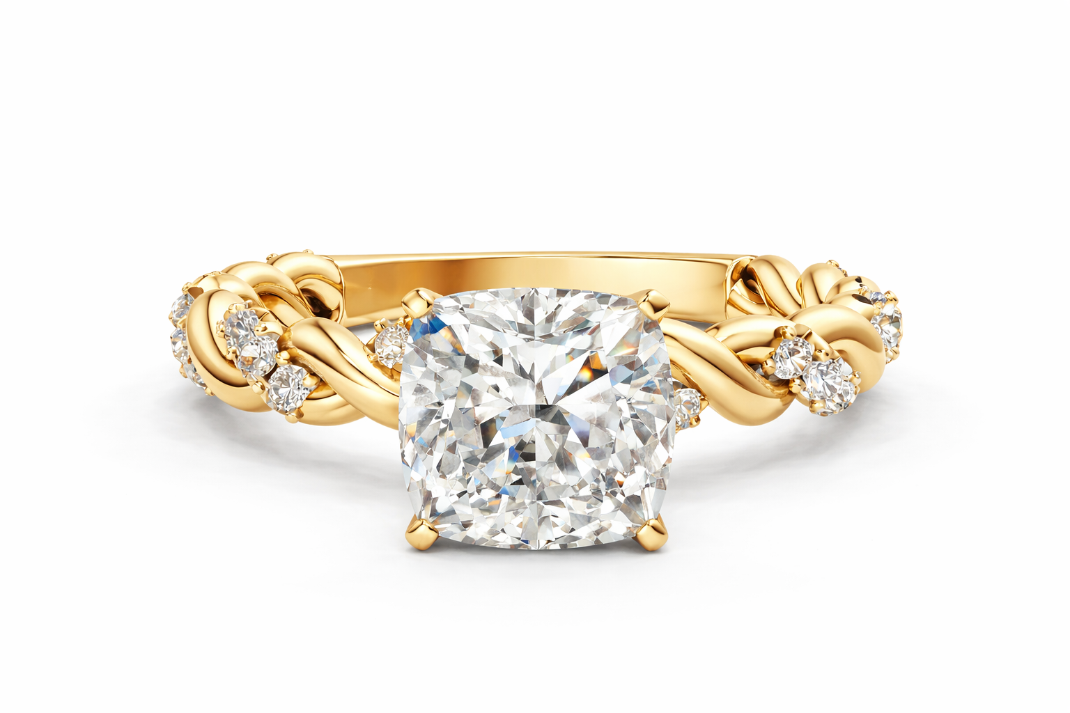 CUSHION TWISTED PAVE RING - M&D Signature Jewels