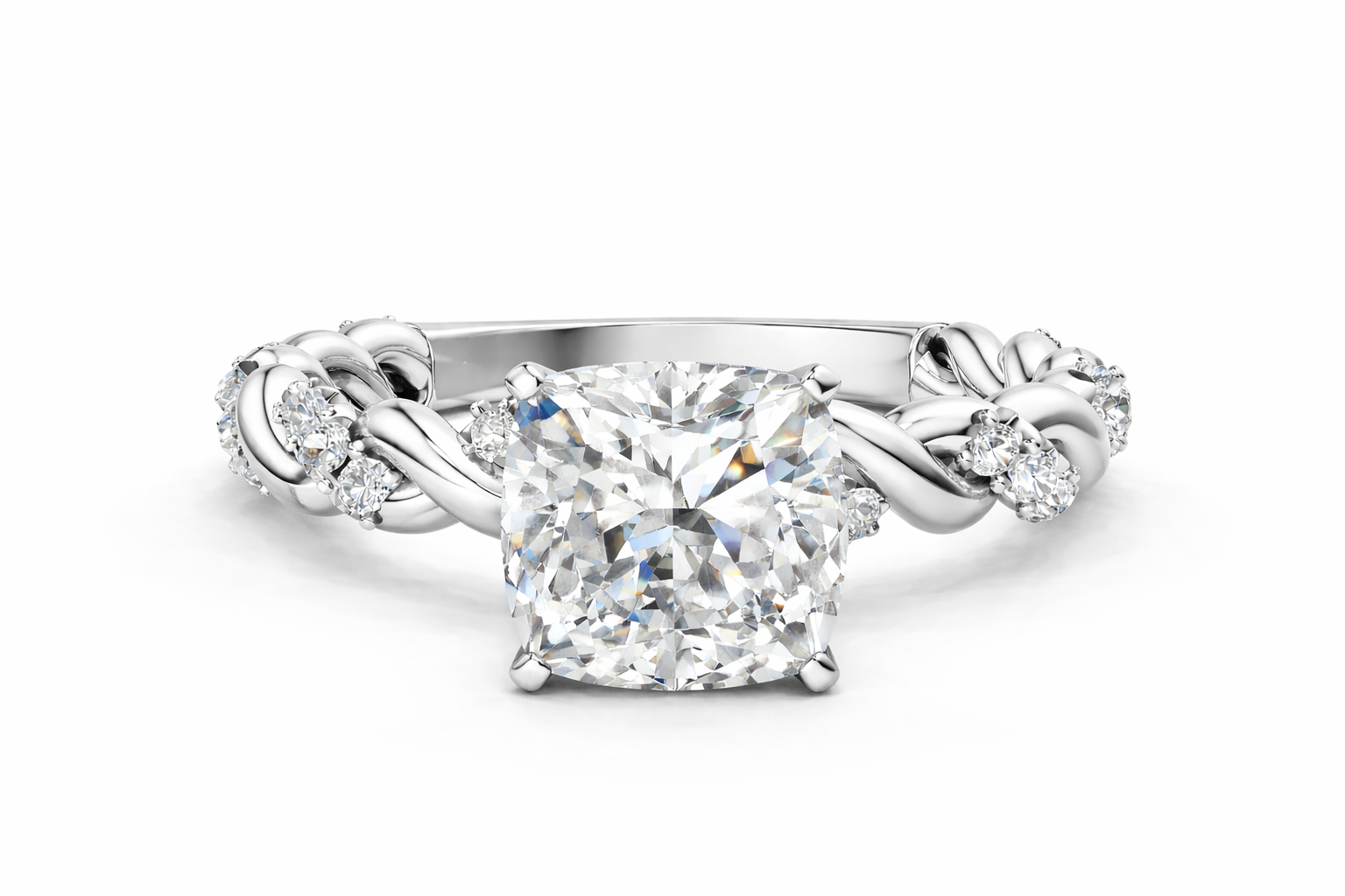 CUSHION TWISTED PAVE RING