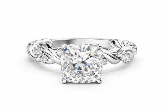 CUSHION TWISTED PAVE RING