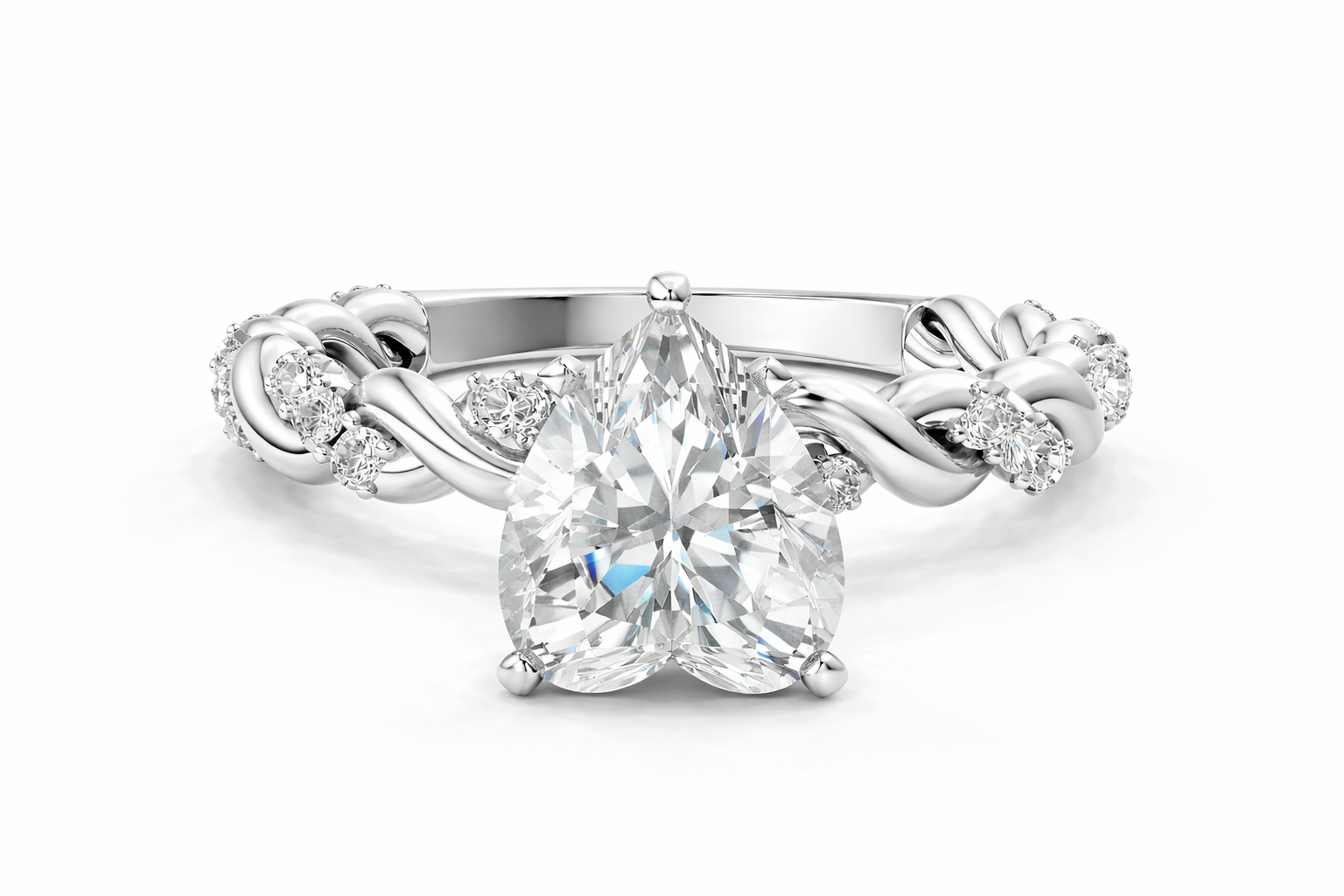 HEART TWISTED PAVE RING