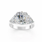 ROUND WITH TRILLION 3 STONE RING