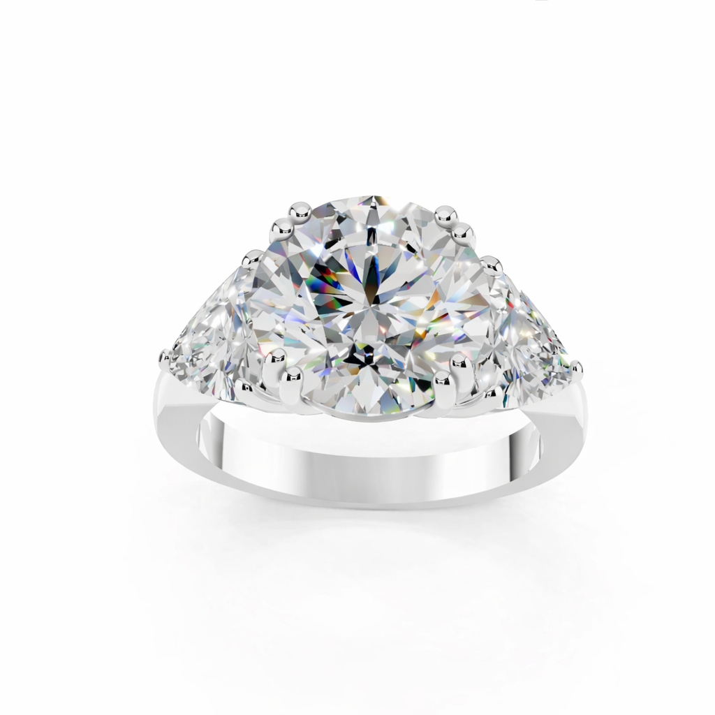 ROUND WITH TRILLION 3 STONE RING
