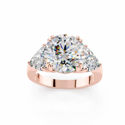 ROUND WITH TRILLION 3 STONE RING - M&D Signature Jewels