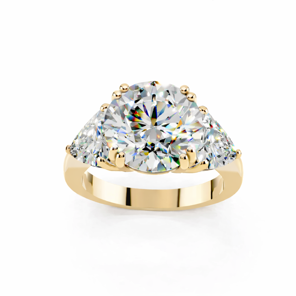 ROUND WITH TRILLION 3 STONE RING - M&D Signature Jewels