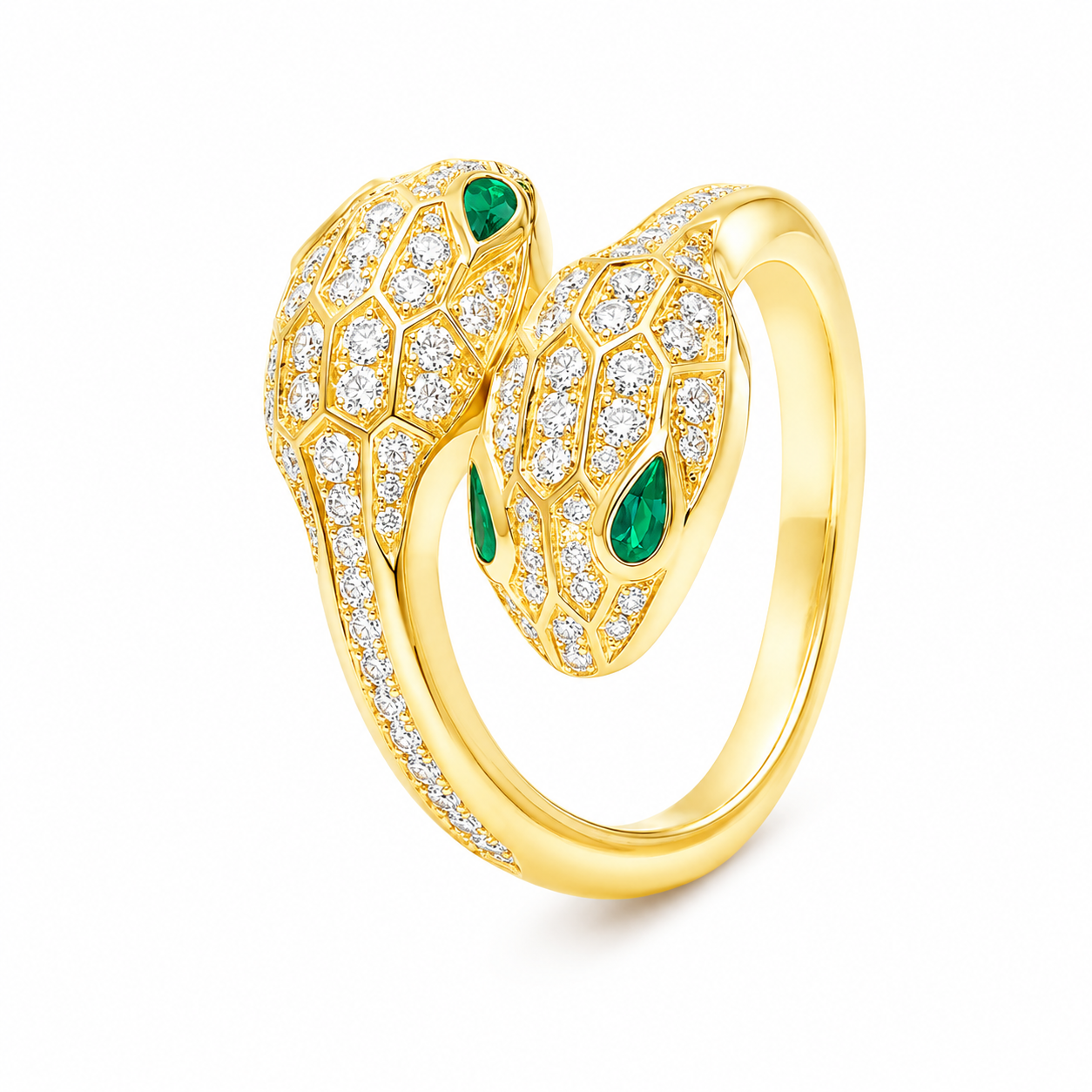 SERPENT EMERALD PAVE LAB DIAMOND RING