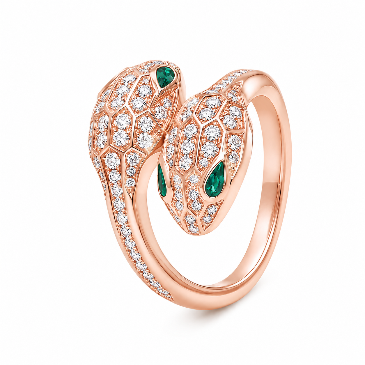 SERPENT EMERALD PAVE LAB DIAMOND RING