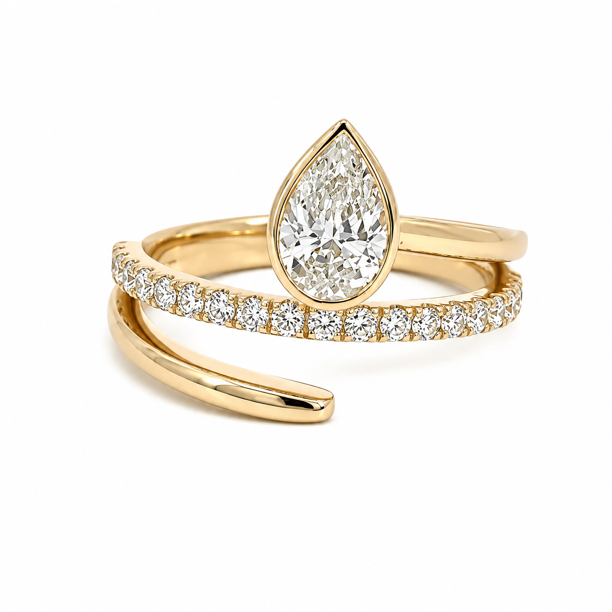 PEAR FANCY PAVE WEDDING RING