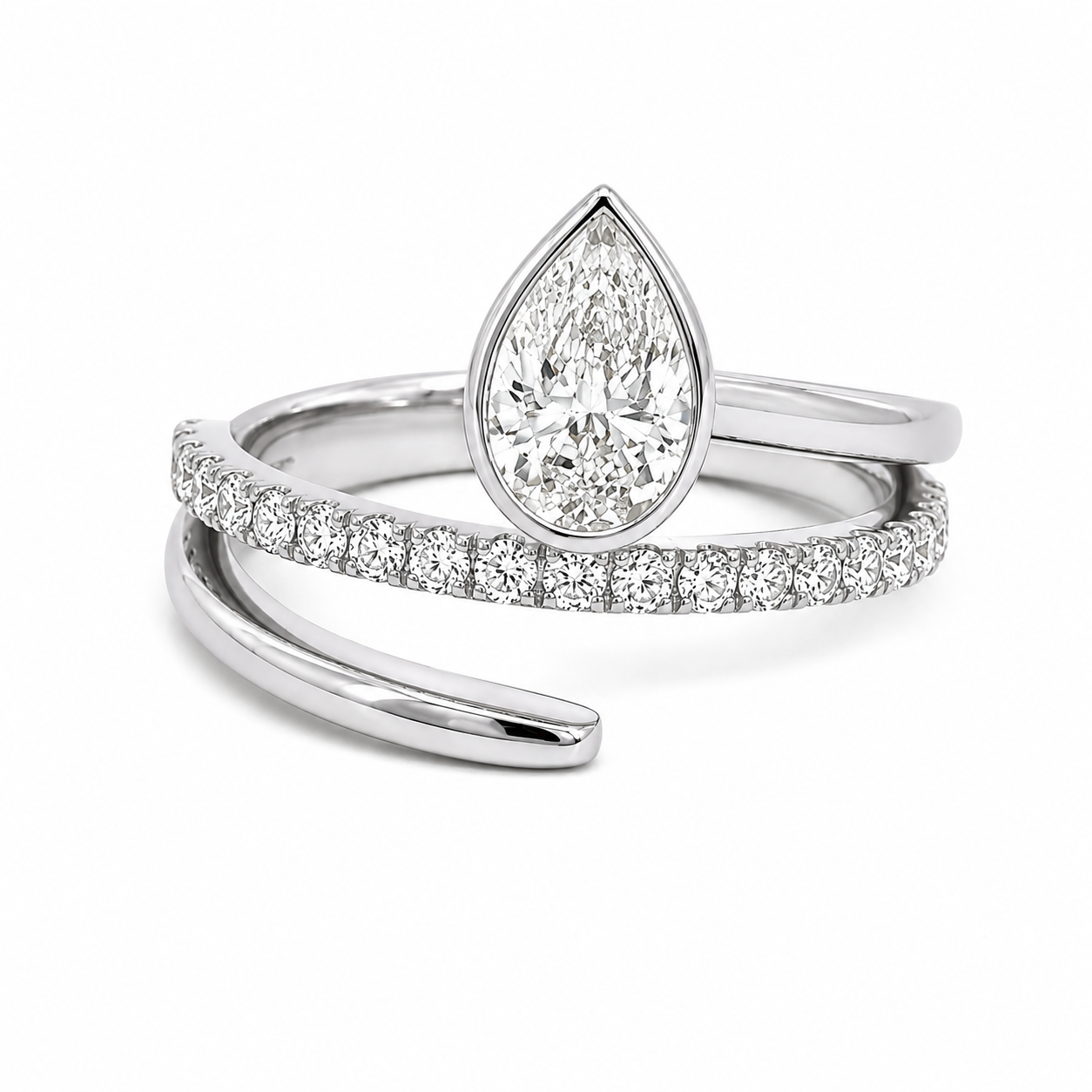 PEAR FANCY PAVE WEDDING RING