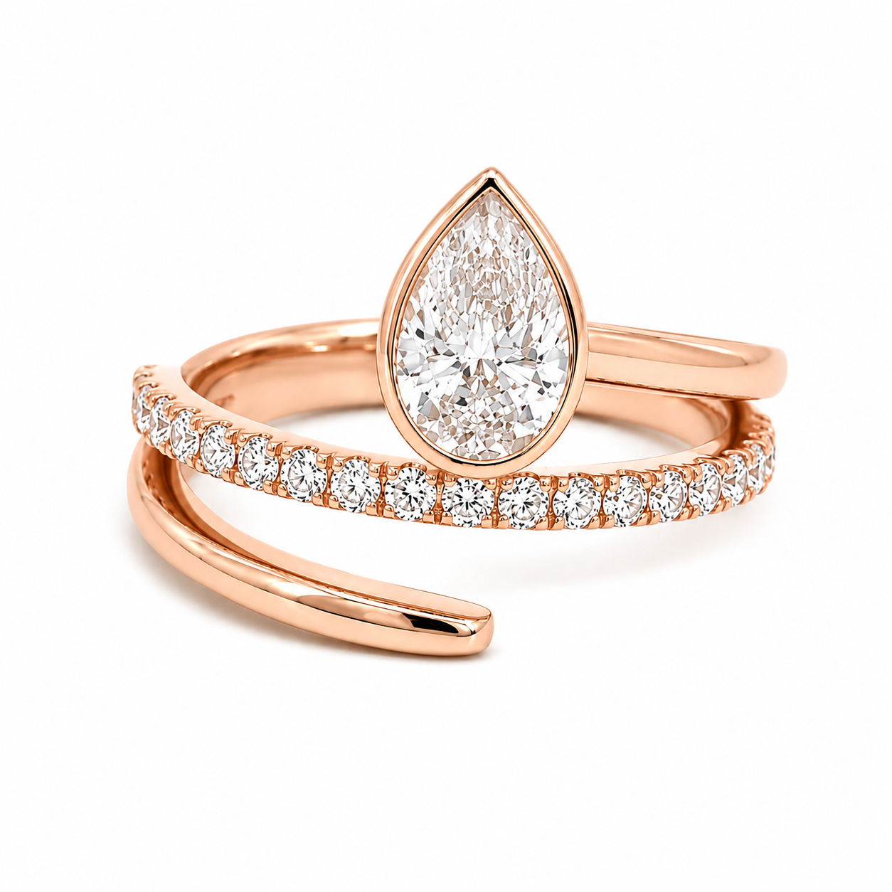 PEAR FANCY PAVE WEDDING RING