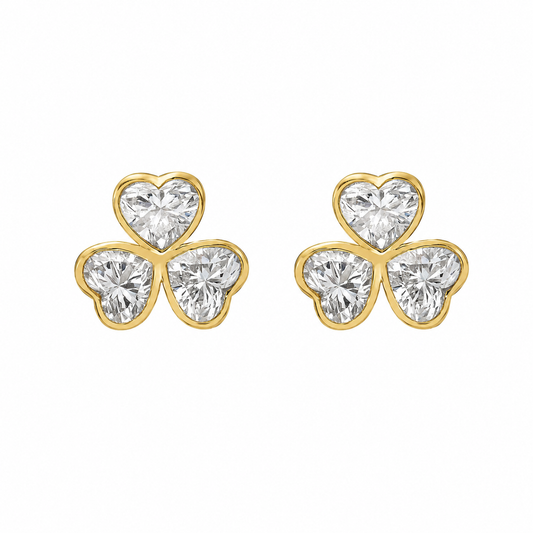 HEART 3 STONE BEZEL EARRING - M&D Signature Jewels