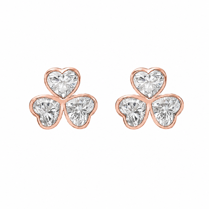 HEART 3 STONE BEZEL EARRING - M&D Signature Jewels