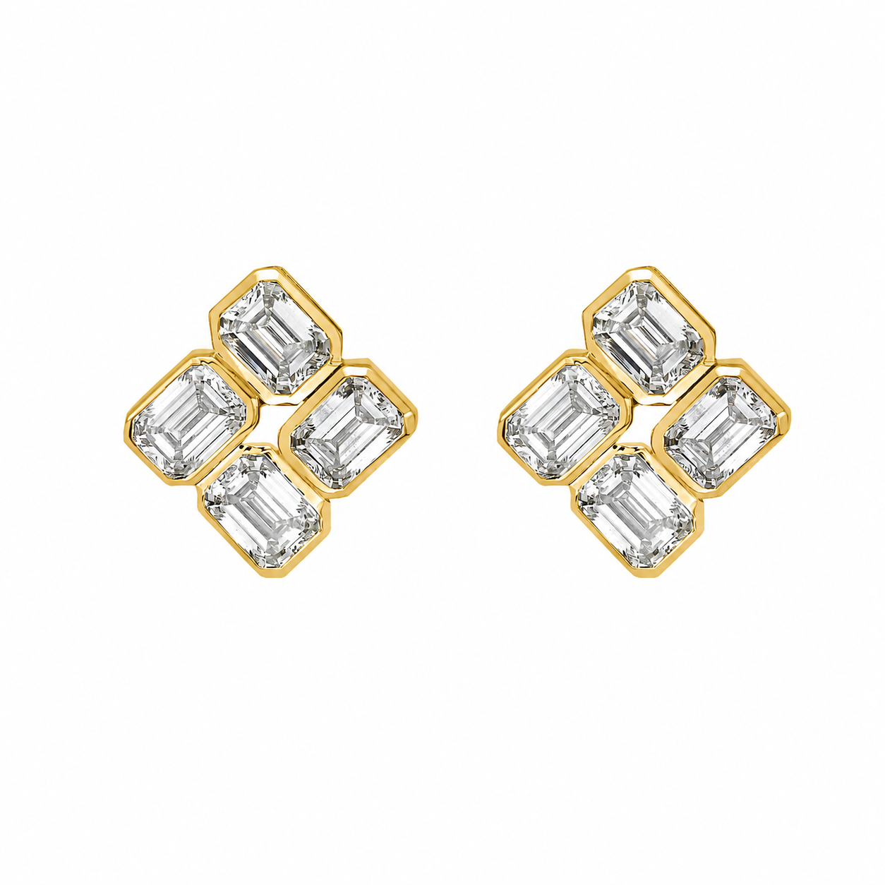 EMERALD 4 STONE BEZEL EARRING