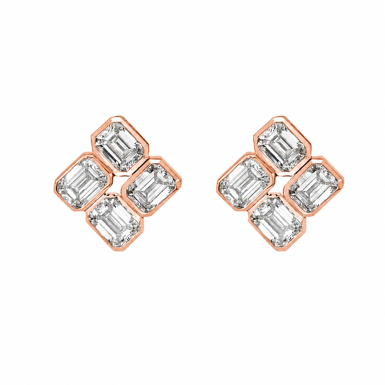 EMERALD 4 STONE BEZEL EARRING