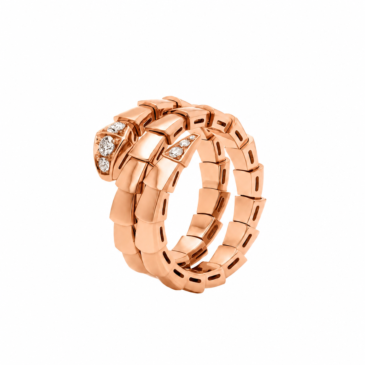 SERPENT TWO ROW PAVE LAB DIAMOND RING