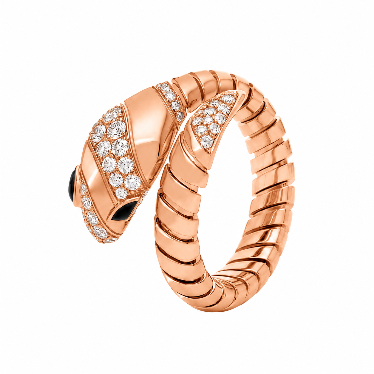 SERPENT TWO ROW PAVE LAB DIAMOND RING