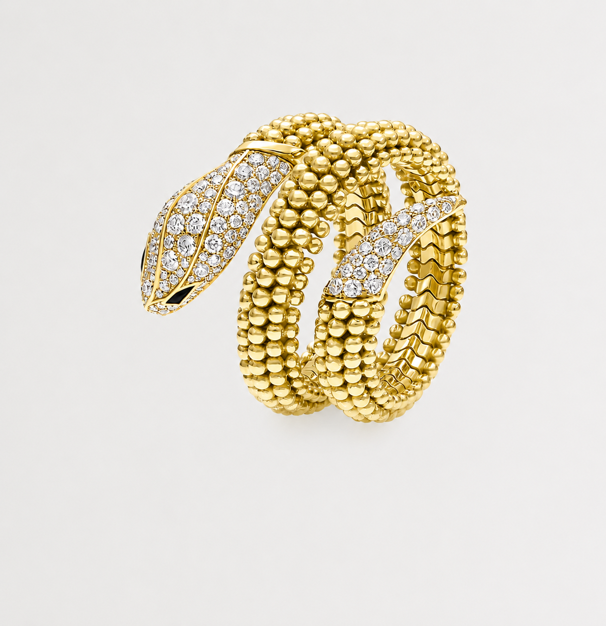 SERPENT MILGRAIN PAVE LAB DIAMOND RING