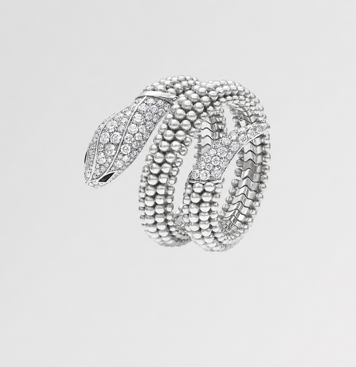 SERPENT MILGRAIN PAVE LAB DIAMOND RING